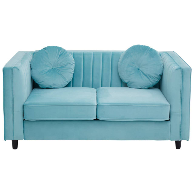 Premier Housewares Farah Two Seat Green Velvet Sofa