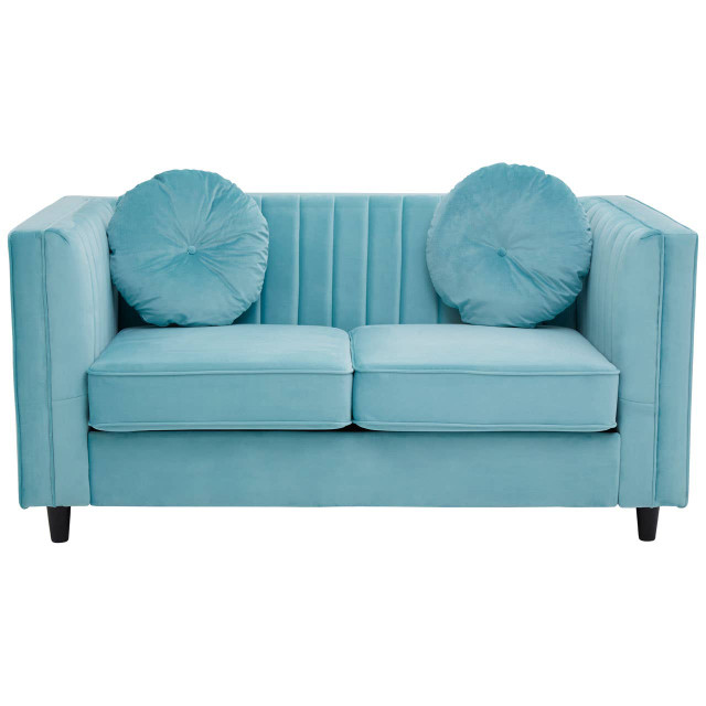premier housewares Farah Two Seat Green Velvet Sofa