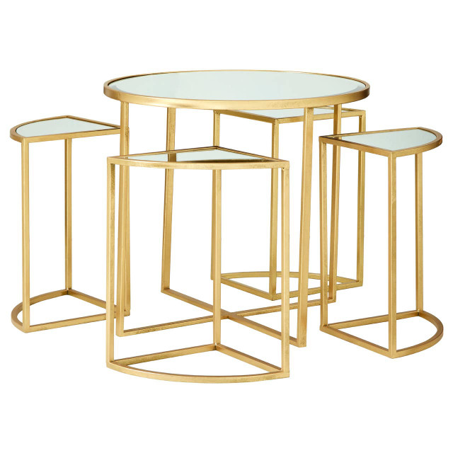 Premier Housewares Farran Champagne Gold Set Of 5 Tables
