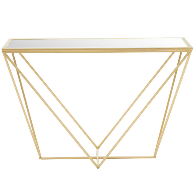 Premier Housewares Farran Gold Finish Rectangular Console Table