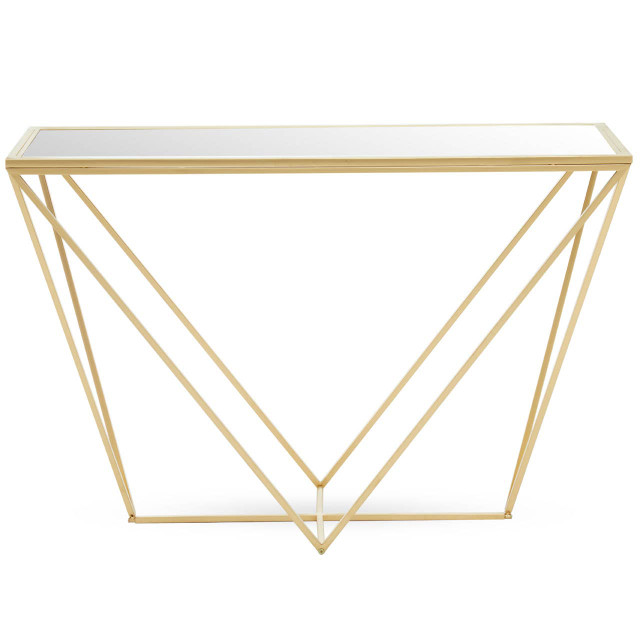 premier housewares Farran Gold Finish Rectangular Console Table