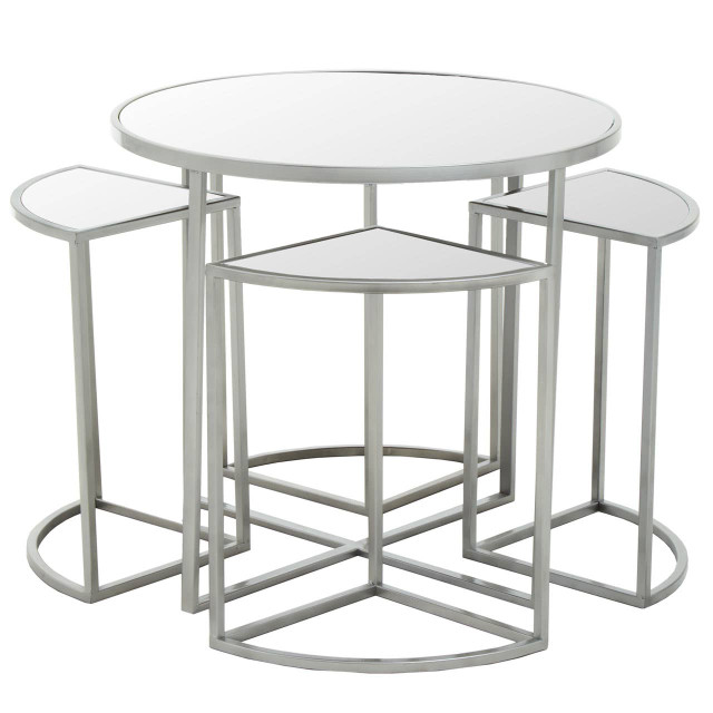 Premier Housewares Farran Set Of 5 Silver Finish Tables