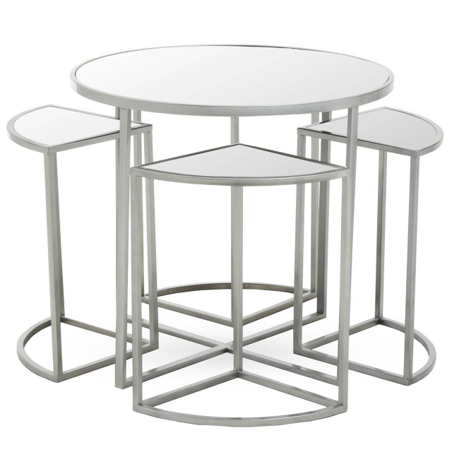 premier housewares Farran Set of 5 Silver Finish Tables