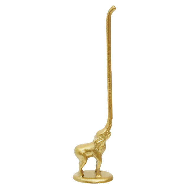 premier housewares Fauna Gold Finish Elephant Toilet Roll Holder With Round Base