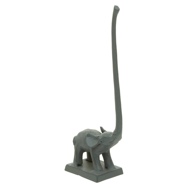 Premier Housewares Fauna Grey Finish Elephant Toilet Roll Holder With Square Base