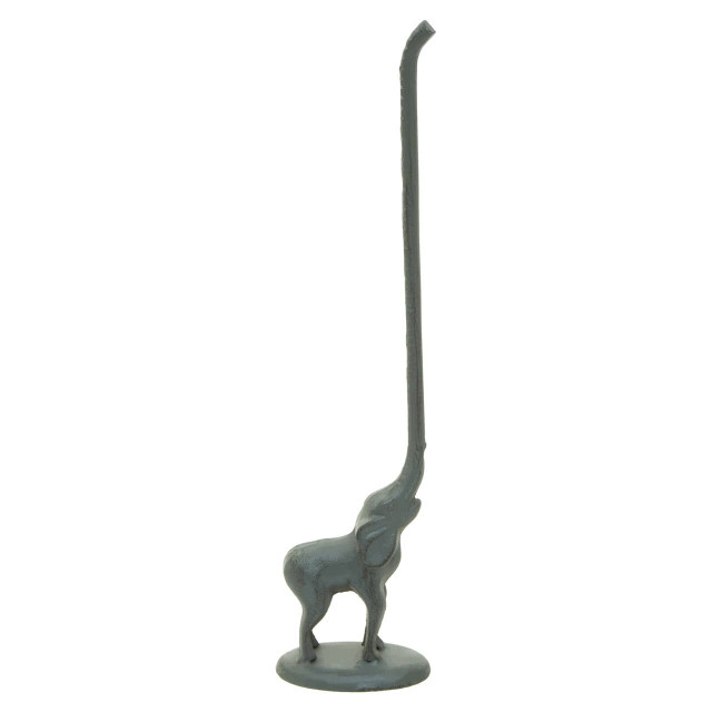 Premier Housewares Fauna Grey Finish Elephant Toilet Roll Holder With Round Base