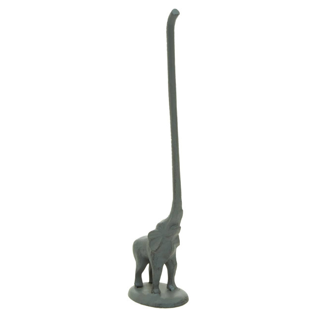 Premier Housewares Fauna Grey Finish Elephant Toilet Roll Holder With Round Base