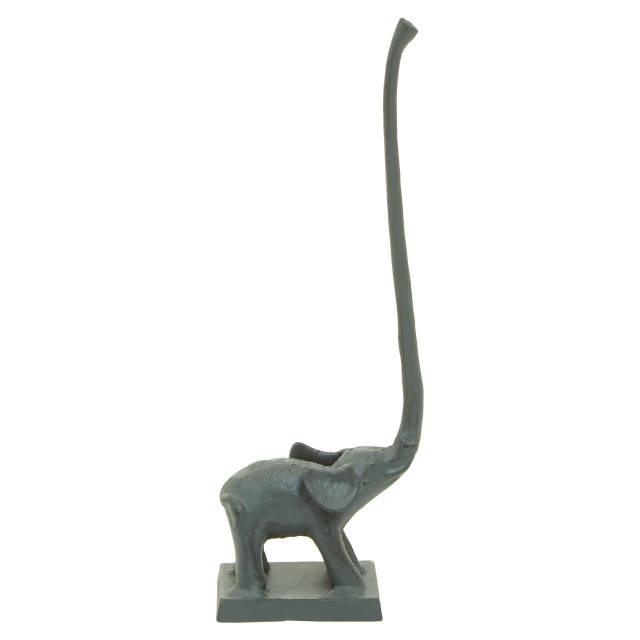 premier housewares Fauna Grey Finish Elephant Toilet Roll Holder With Square Base