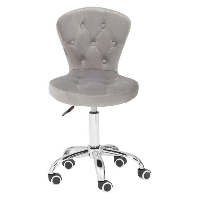 Premier Housewares Fayth Grey Velvet Buttoned Home Office Chair