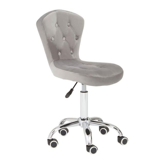 premier housewares Fayth Grey Velvet Buttoned Home Office Chair