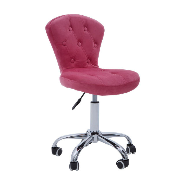 Premier Housewares Fayth Pink Velvet Buttoned Home Office Chair