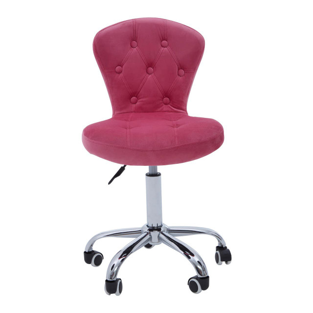 Premier Housewares Fayth Pink Velvet Buttoned Home Office Chair