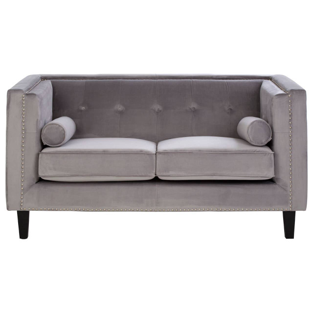 premier housewares Felisa Two Seater Grey Velvet Sofa