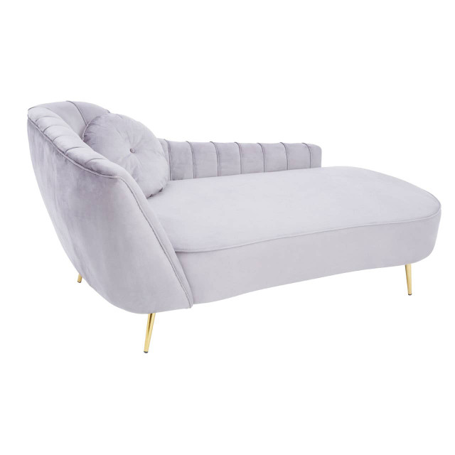 Premier Housewares Felizia Grey Velvet Left Hand Chaise Longue
