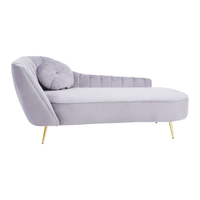 premier housewares Felizia Grey Velvet Left Hand Chaise Longue