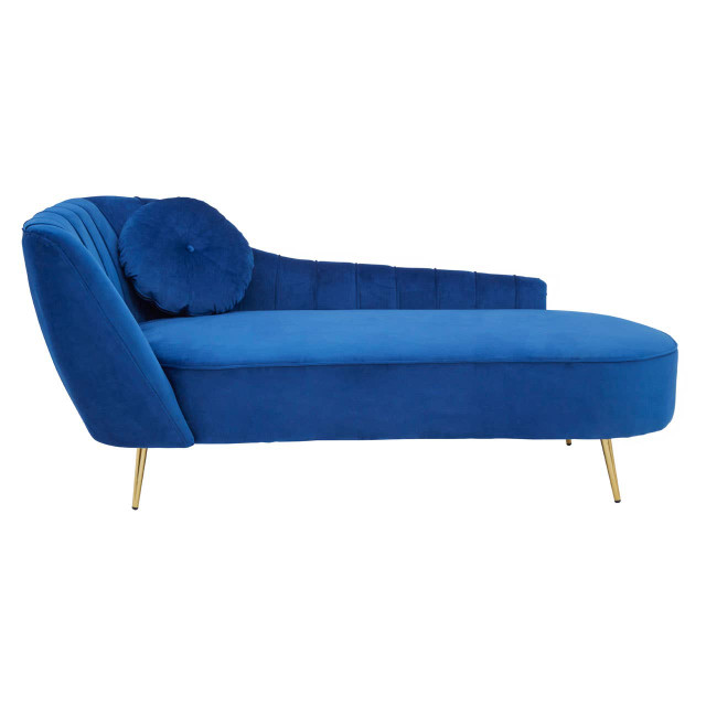 Premier Housewares Felizia Midnight Blue Velvet Left Arm Chaise Longue