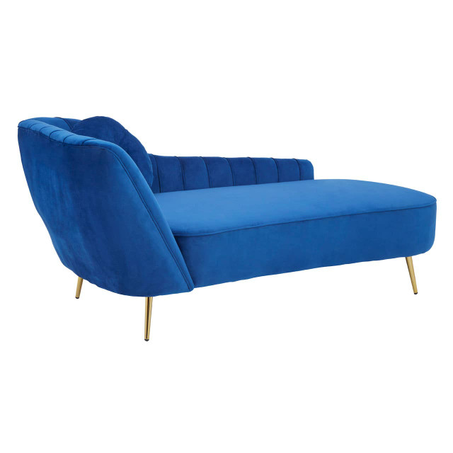 Premier Housewares Felizia Midnight Blue Velvet Left Arm Chaise Longue