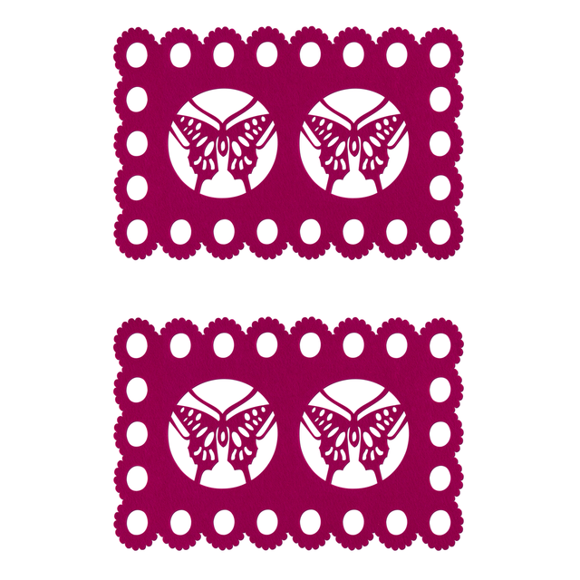 Premier Housewares Felt Set Of 2 Hot Pink Butterfly Design Placemats