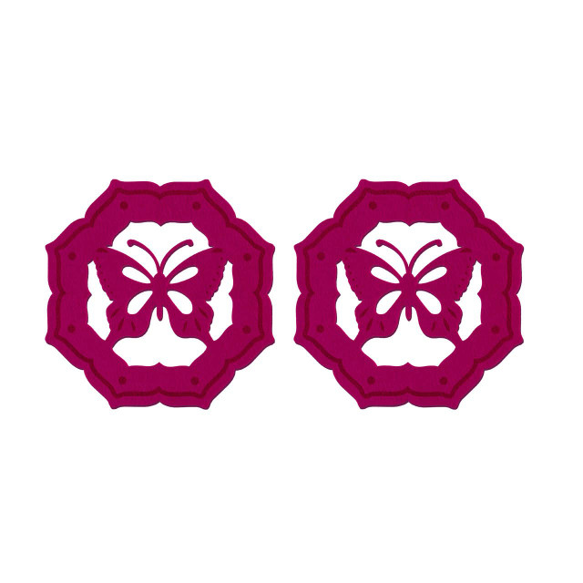 premier housewares Felt Set of 2 Hot Pink Butterfly Hexagonal Placemats