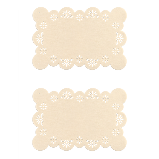 Premier Housewares Felt Set Of Two Flower Design Ivory Placemats