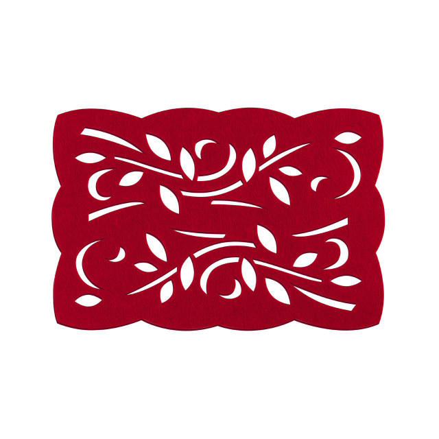 Premier Housewares Felt Set Of Two Red Leaf Design Placemats