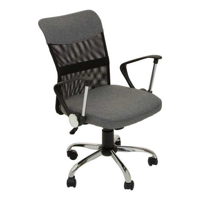 Premier Housewares Fenix Grey Home Office Chair With Chrome Arms