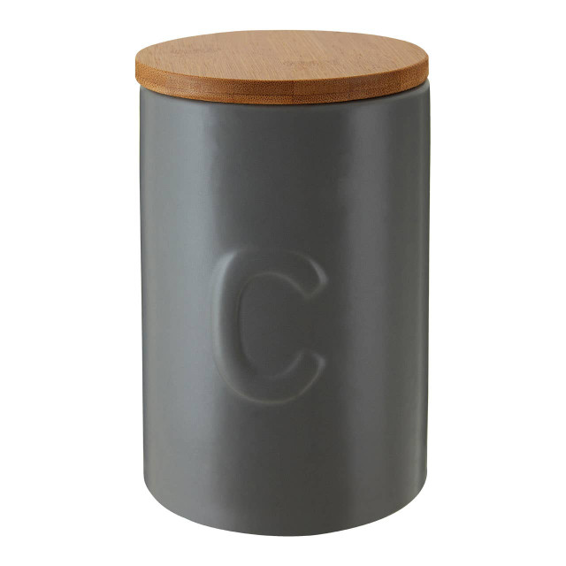Premier Housewares Fenwick Light Grey Coffee Canister With Bamboo Lid