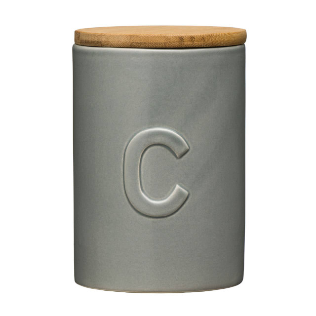 premier housewares Fenwick Light Grey Coffee Canister With Bamboo Lid