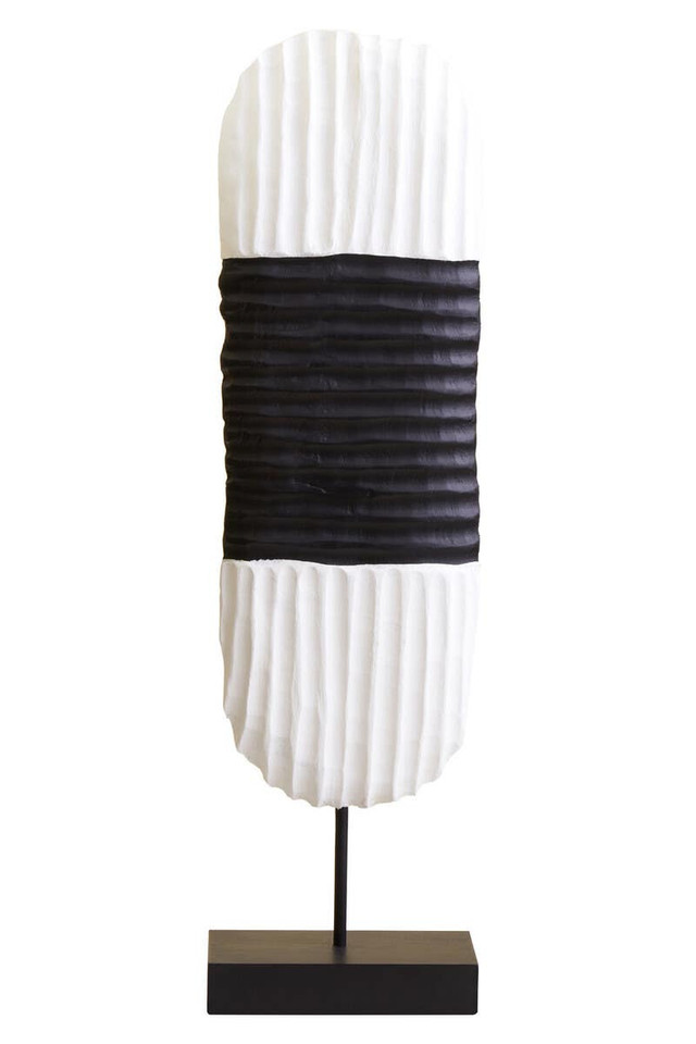 Premier Housewares Fidel Black And White Mango Wood Oblong Sculpture