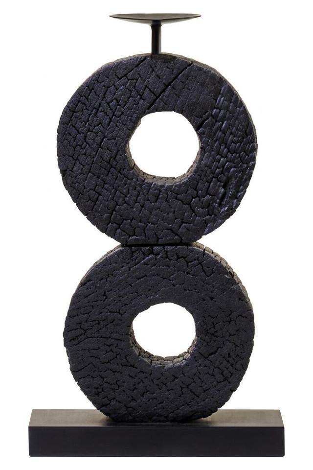 Premier Housewares Fidel Large Charred Black Mango Wood Log Candle Holder