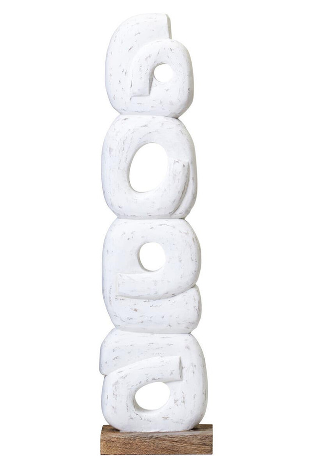 Premier Housewares Fidel Rustic White Mango Wood Ring Sculpture