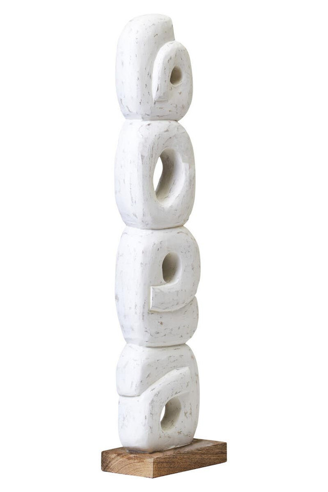 premier housewares Fidel Rustic White Mango Wood Ring Sculpture