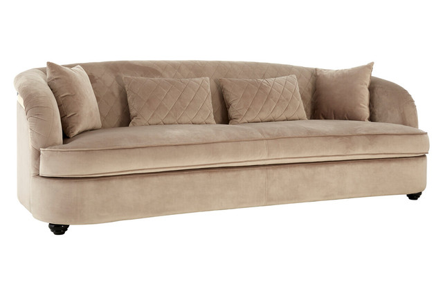 Premier Housewares Fiji Three Seat Grey Cotton Velvet Sofa