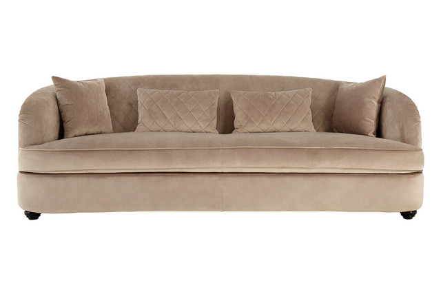 Premier Housewares Fiji Three Seat Grey Cotton Velvet Sofa