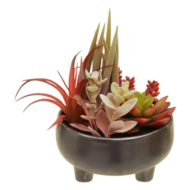 Premier Housewares Fiori Mixed Succulents In Grey Ceramic Pot