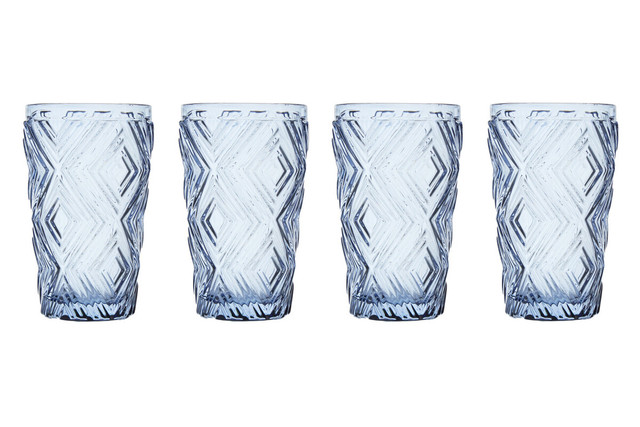 Premier Housewares Fleur Set Of Four Blue Highball Glasses