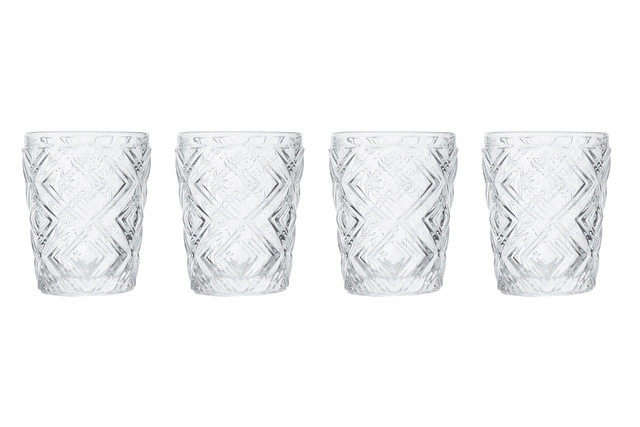 premier housewares Fleur Set Of Four Clear Glass Tumblers