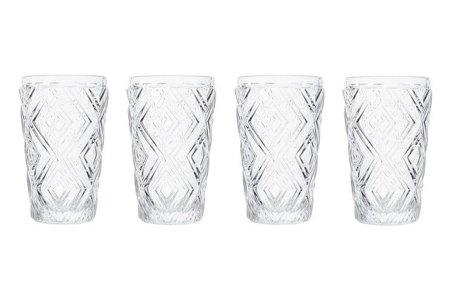 Premier Housewares Fleur Set Of Four Clear Highball Glasses