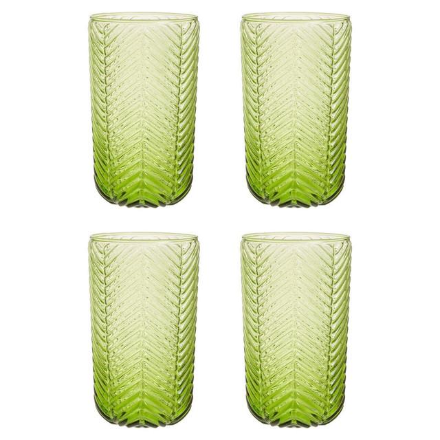 Premier Housewares Fleur Set Of Four Green Highball Glasses