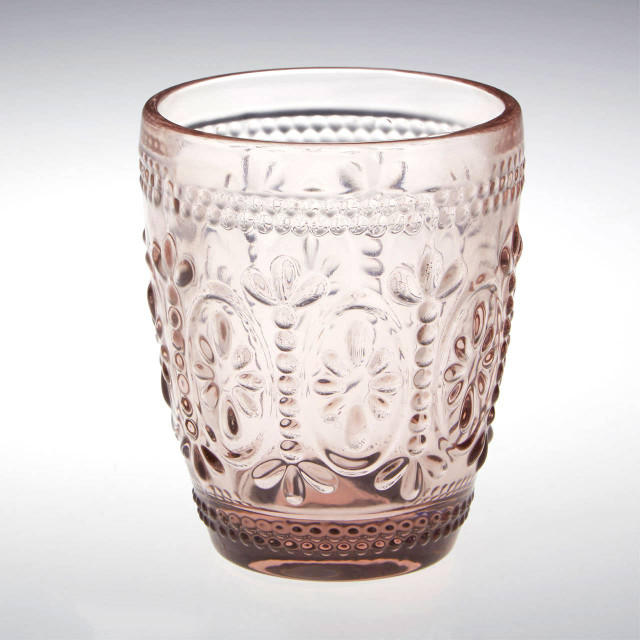 Premier Housewares Fleur Set Of Four Pink And Blue Glass Tumblers