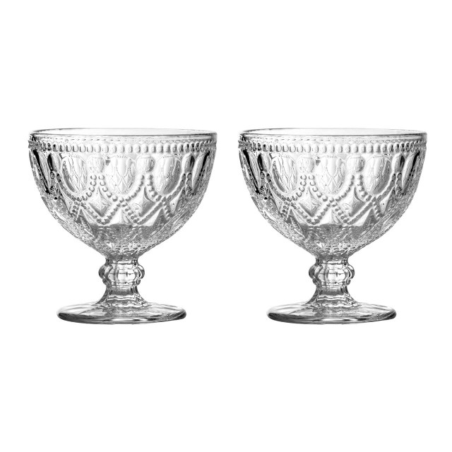 premier housewares Fleur Set Of Two Clear Glass Sundae Dishes
