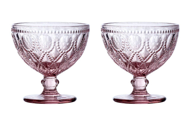 Premier Housewares Fleur Set Of Two Pink Glass Sundae Dishes