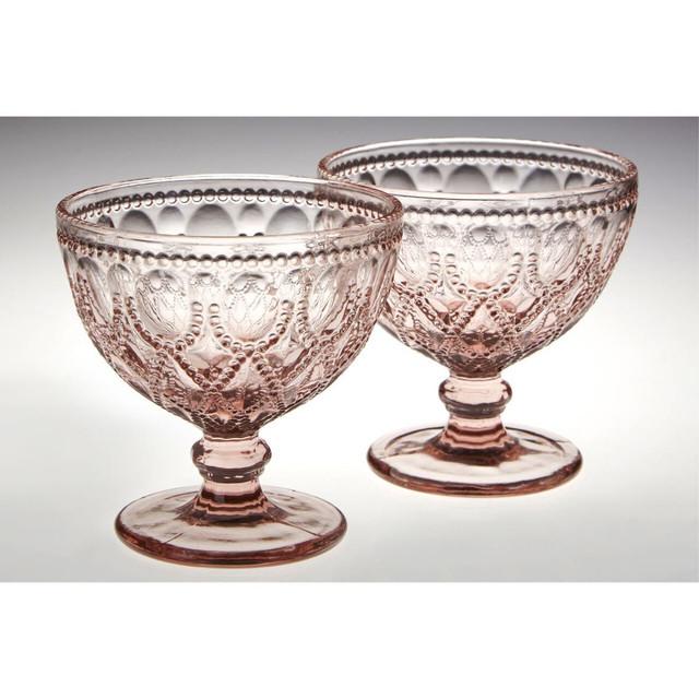 Premier Housewares Fleur Set Of Two Pink Glass Sundae Dishes