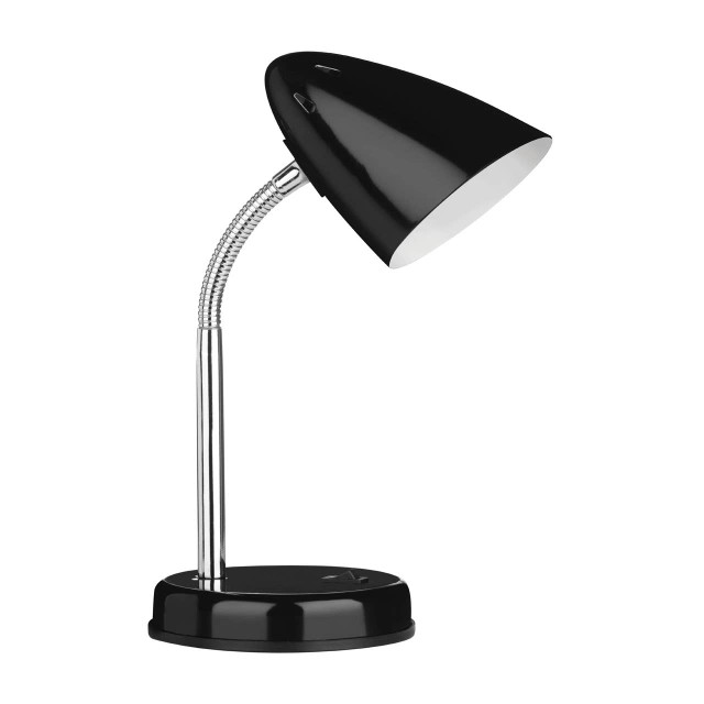 Premier Housewares Flexi Black Metal And Chrome Desk Lamp With EU Plug