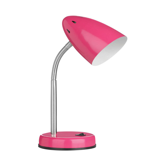 premier housewares Flexi Pink Gloss Desk Lamp with EU Plug