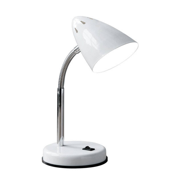 premier housewares Flexi White Metal and Chrome Desk Lamp with EU Plug
