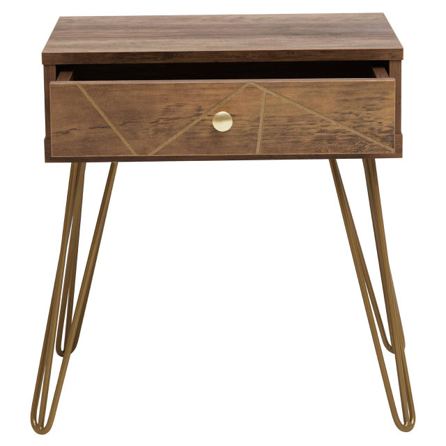 Premier Housewares Flori 1 Drawer Draw Side Table With Hairpin Legs