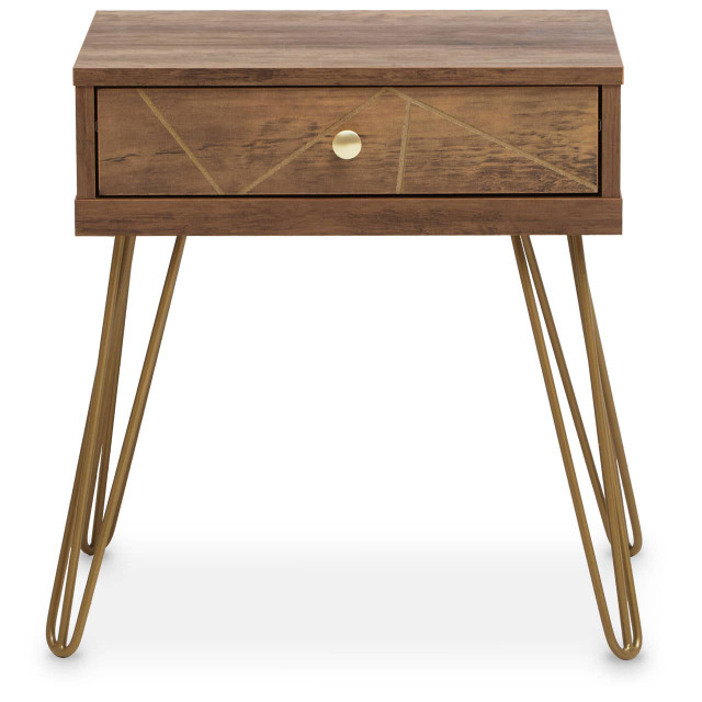 premier housewares Flori 1 Drawer Draw Side Table with Hairpin Legs