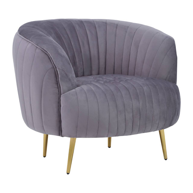 Premier Housewares Florina Grey Velvet Chair With Gold Legs