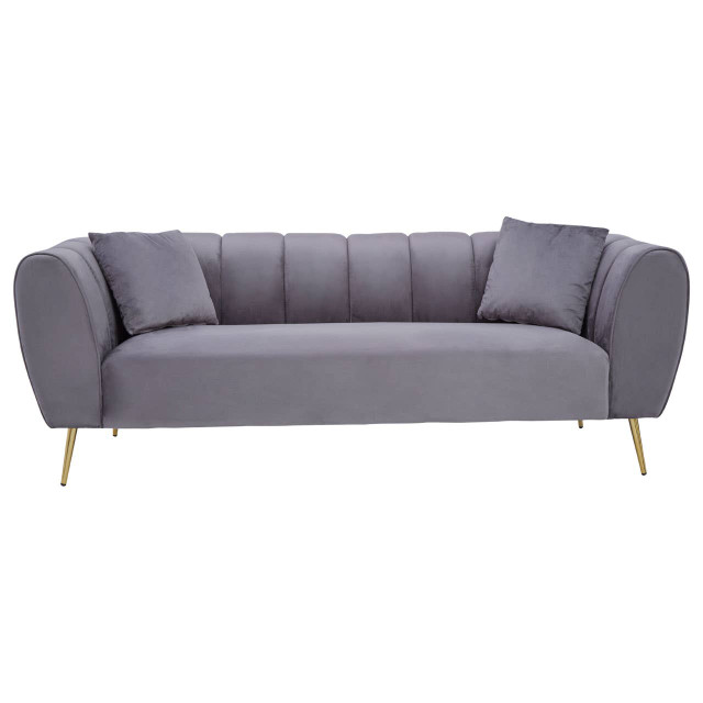premier housewares Florine Three Seater Grey Velvet Sofa